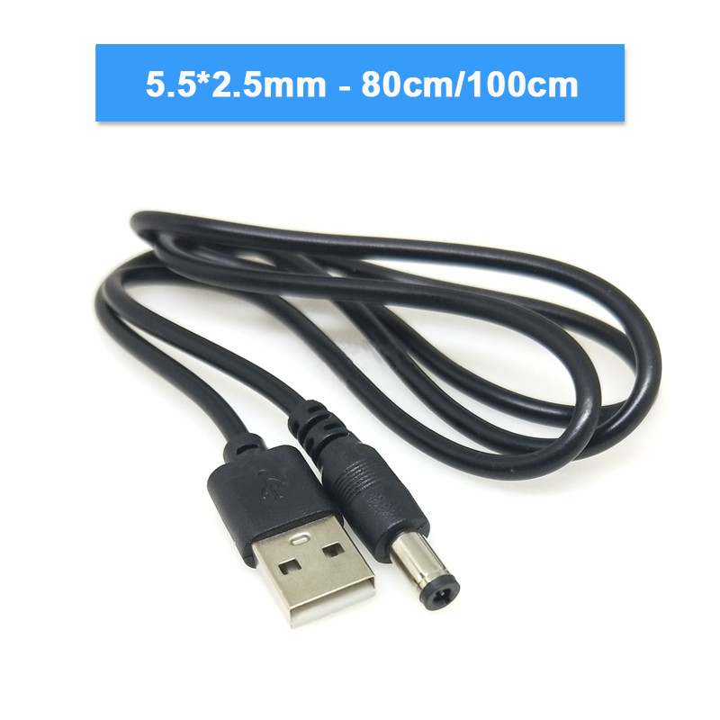 USB naar DC oplaadkabel 5,5*2,1mm / 5,5*2,5 koperen kern voedingskabel DC005 conversiekabel 5V DC oplaadkabel