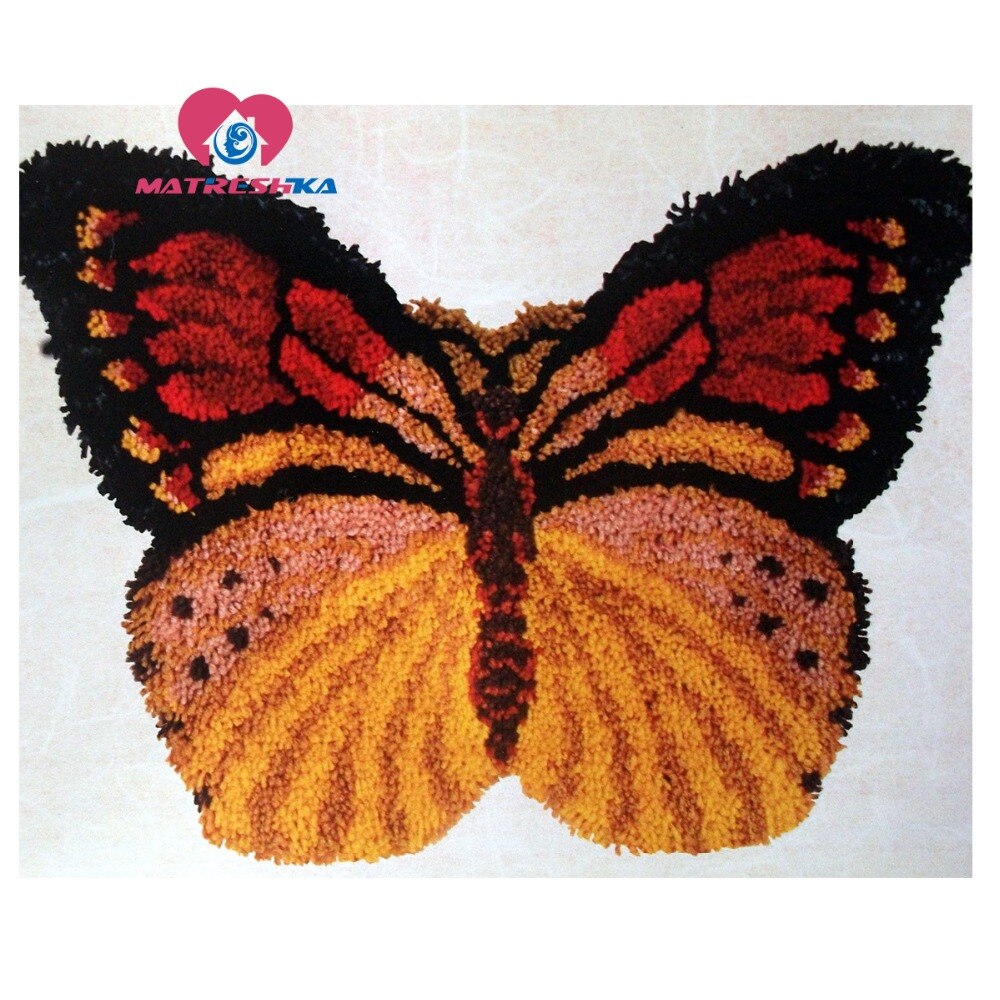 Butterfly latch hook rug kits needlework button package carpet embroidery latch hook kits embroidery pillow do it yourself