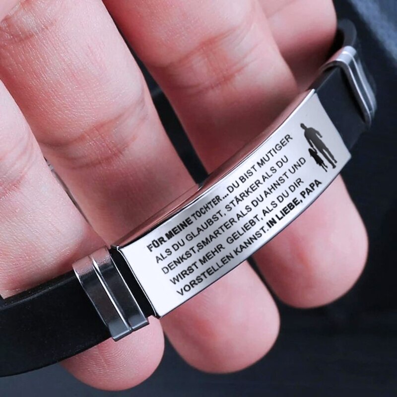 German Inspirational Cuff Bracelets Engraved to My Son Bracelets