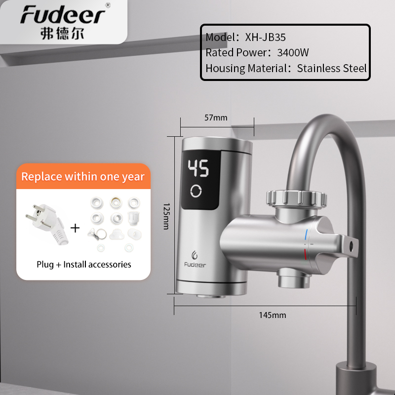 Fudeer Electric Water Heater Kitchen Faucet Conector Instant Water Tap Adapter 220V Water Heater Bathroom Accessories: army green