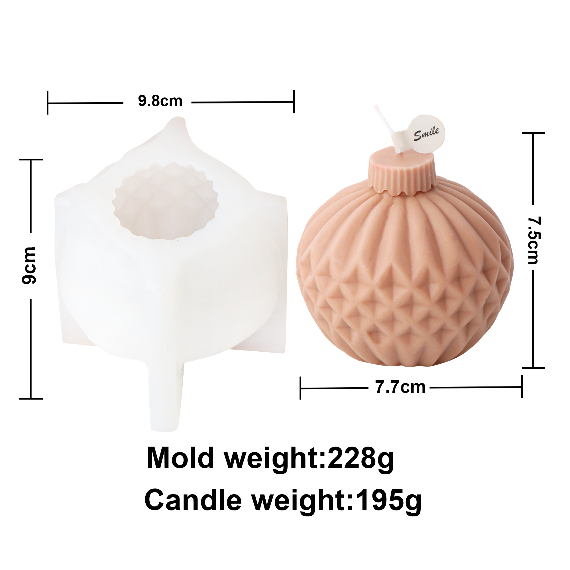 Stampo in silicone per campana di Natale fai-da-te design con sfera di lanterna in rilievo 3D per candele profumate e decorazioni natalizie: Kaki scuro