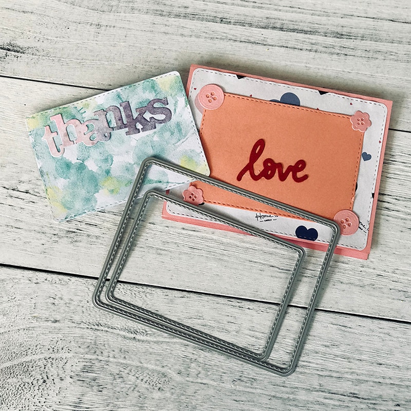 Frames Metal Cutting Die Stitched Round Rectangle Scrapbooking Die For DIY Embossing Paper Card Making