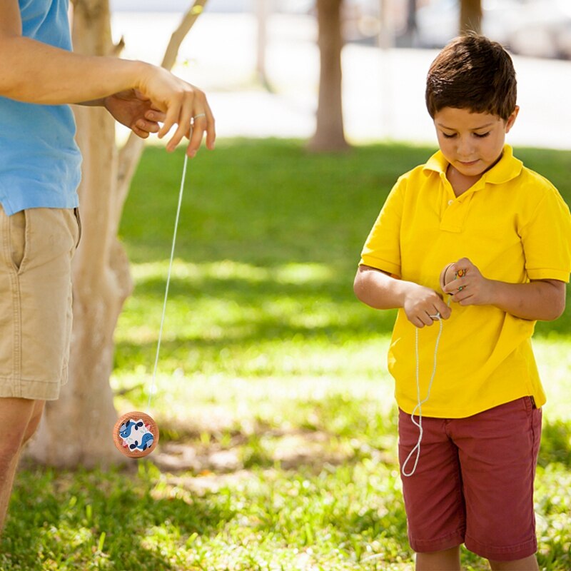 Cartoon Wooden Yo-yo Ball for Children Color Painted Wood Toys Hand Flexibility Training Classic Educational Toys Birthday