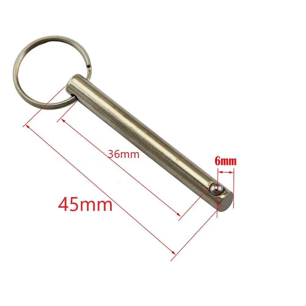 Diameter 1/4 " & 6mm rostfria kulstift, användbar längd 16-90mm med fjädrande kula för biminitop, marin hårdvara: Röd