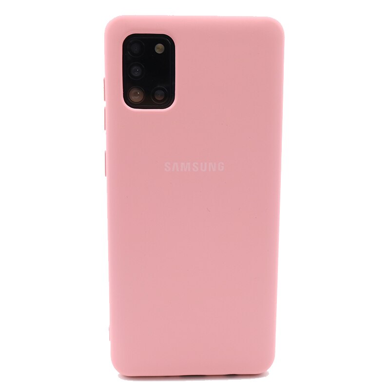 Samsung Galaxy A31 Flüssigkeit Silikon Fall Weichen Seidige Shell Abdeckung Galaxy A 31 Soft-Touch Zurück Schutzhülle: Pink