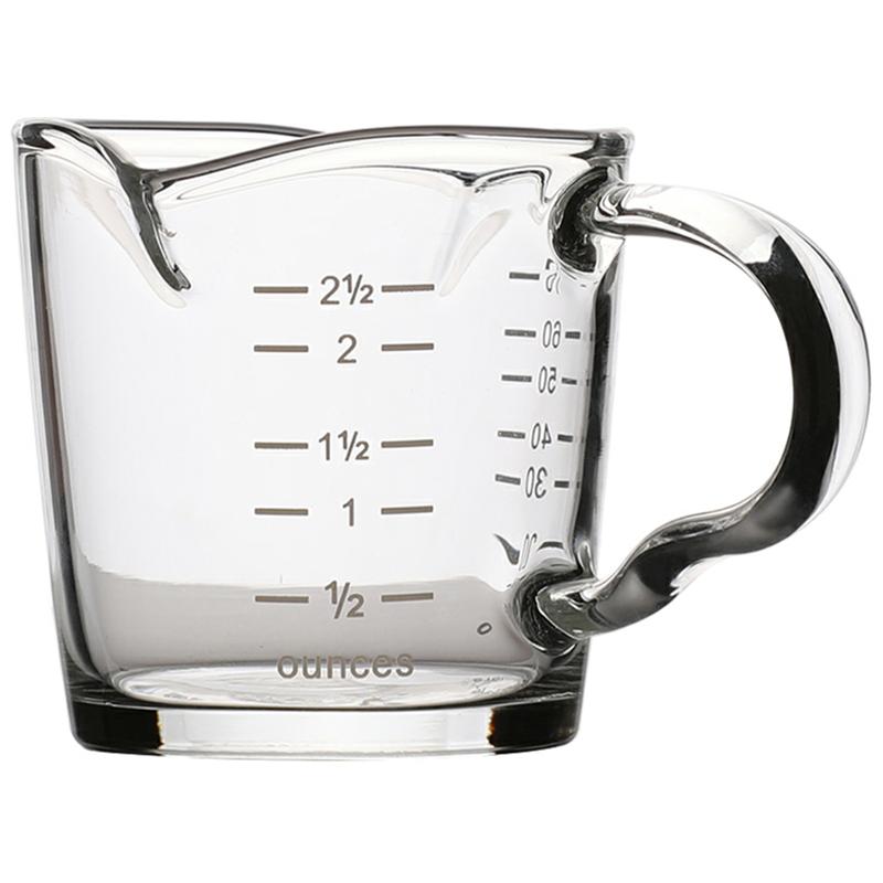 1Pc Espresso Cup With Scale Temperature Resistant Glass Measuring Cup Two-Mouth Cup