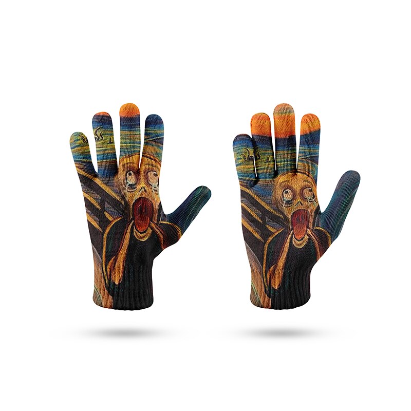 3d print heren en dames winter ski handschoenen outdoor rijden touchscreen wanten dames dikke warme stretch gebreide handschoenen: Stijl 1