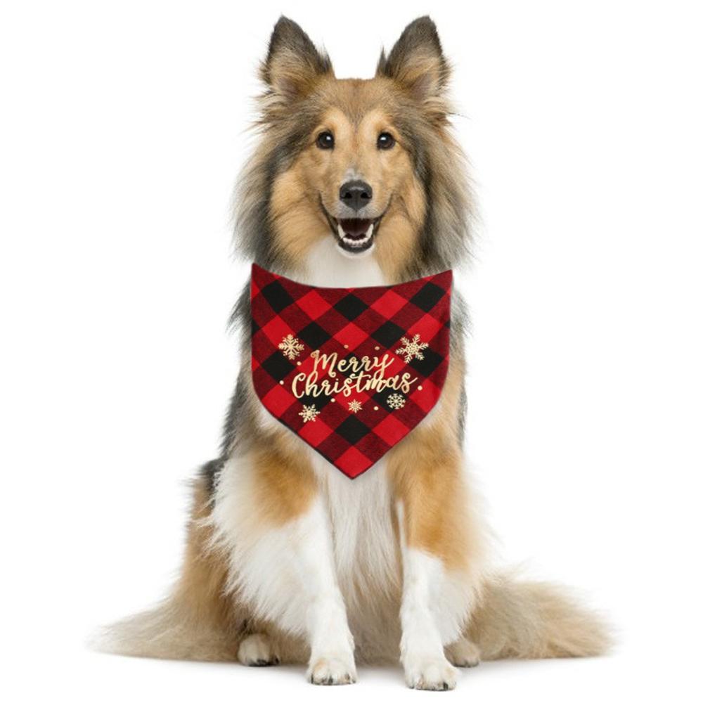Świąteczna chustka dla psa chusta dla psa śliniaczek duże zwierzę domowe szalik regulowany kot w kratę drukowana koty domowe świąteczne Dressup