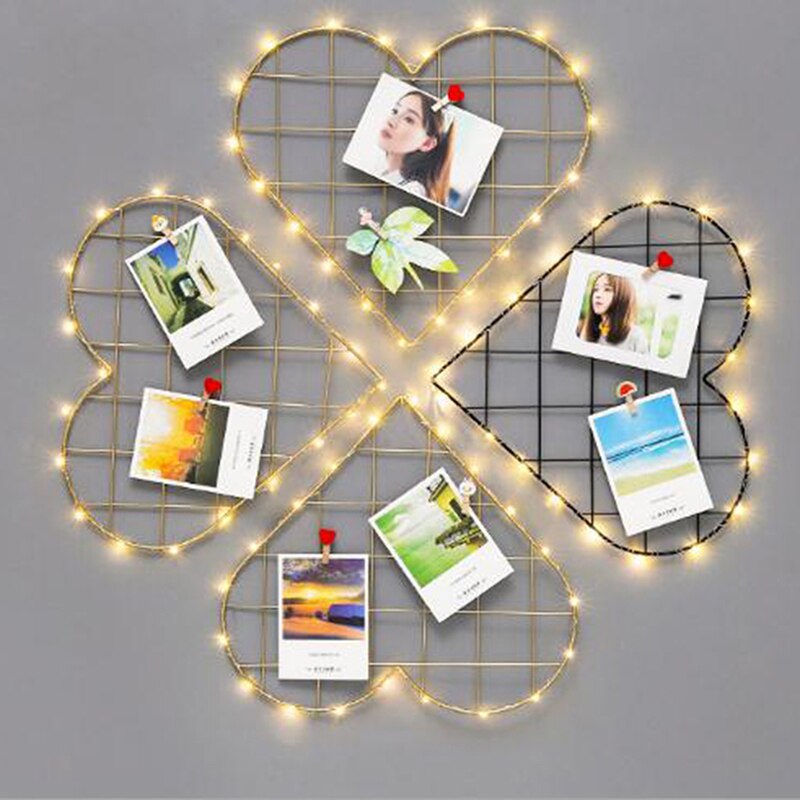 Metal Grid Decor Photo Frame Wall Art Display Mesh Storage Shelf Organizer Rack