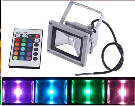Udendørs rgb led flood lys farver skiftende vægvasker lampe  ip65 vandtæt  + 24 nøgle ir fjernbetjening projektør 10w 85v-250v