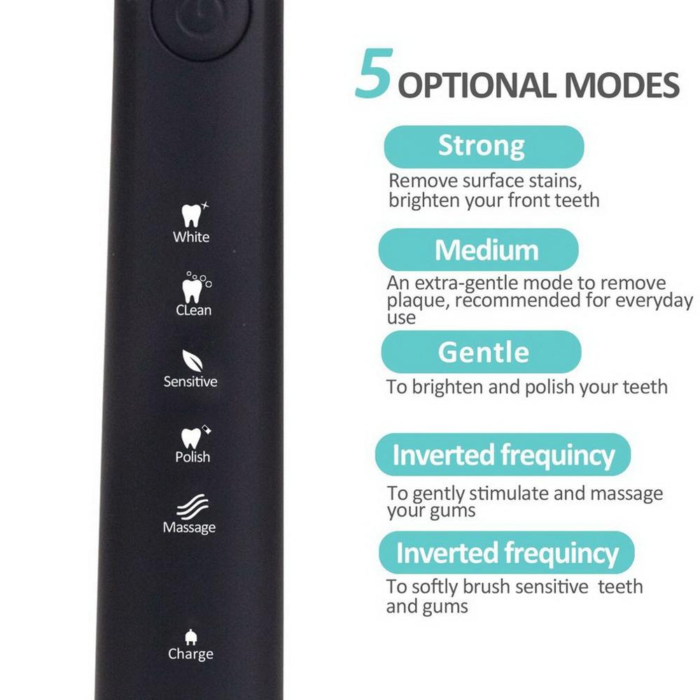 SEAGO SG - 949 Sonic Electric Toothbrush Rechargeable Adult Sonic Toothbrush 4 Mode Travel Toothbrush with 3 Brush Head