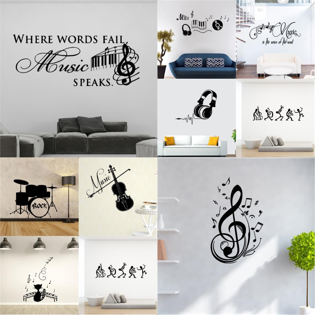 Decoratieve muziek muursticker voor kinderkamer decoratie bar thuis slaapkamer decor muurtattoo behang stickers stickers
