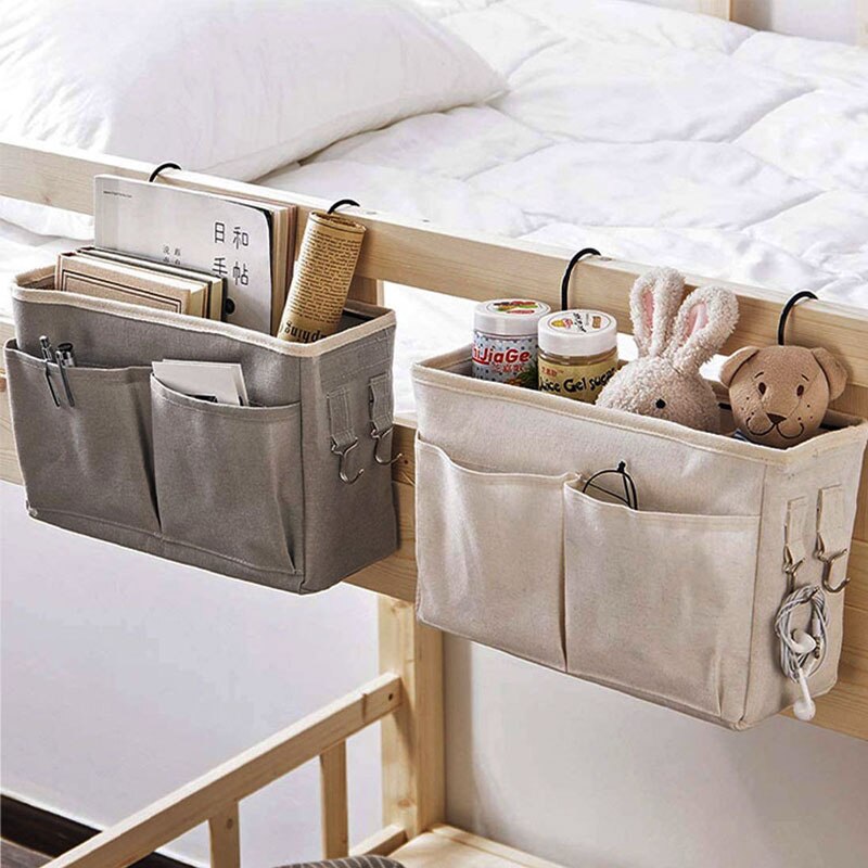 Bedside Storage Bag Crib Bed Side Pouch Hanging Caddy Bedside Toy Storage Organizer Nappy Holder Pockets Crib Accessories Bag