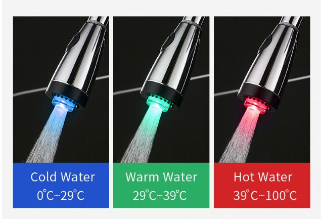 Kitchen Faucet Accessories ABS Chrome Silver Sink Kitchen Pull Down Faucet Dual Spray Spout Head With and Without LED WF: Default Title