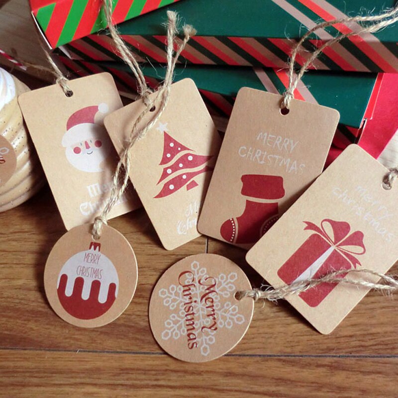 10pcs Kerstcadeau Tags Kraft Papier Tag Label Xmas Voor Party DIY Prijs Kledingstuk Label Box Opknoping tag