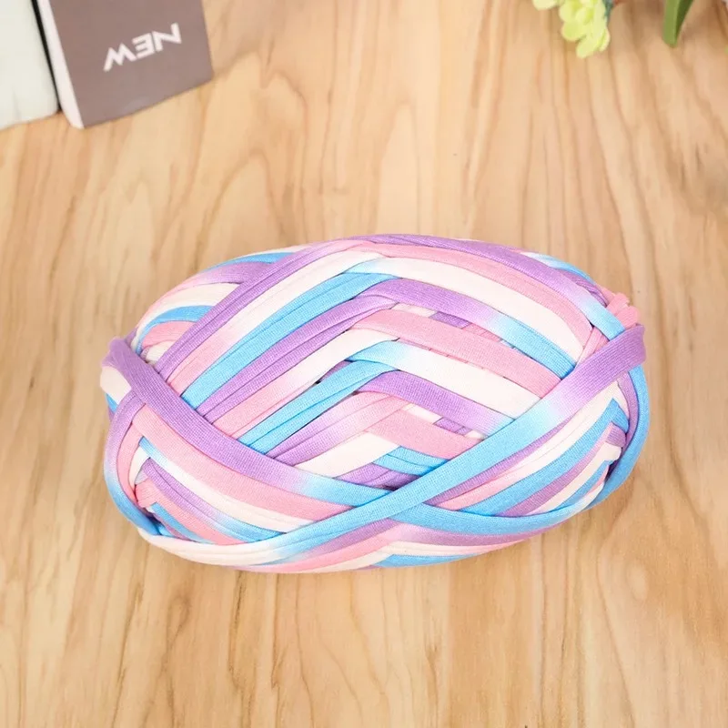 Katoen platte draad DIY T-shirt garen haak snoep kleuren naaien & breien benodigdheden materialen voor tas pantoffels sandalen handgemaakt: Sky Blue