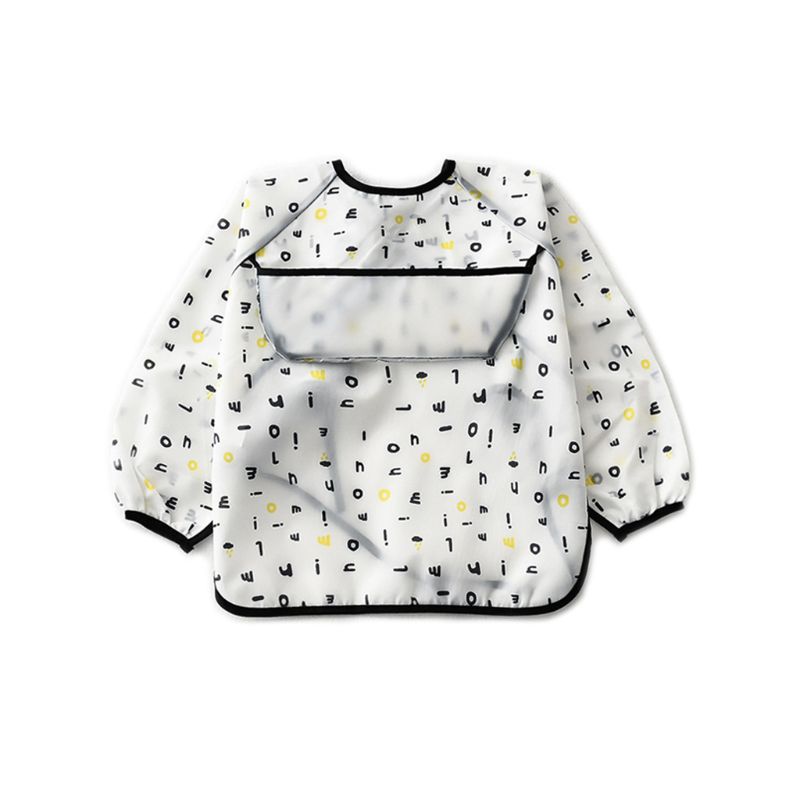 Waterdichte Baby Kid Schort Peuter Lange Mouw Feeding Bib Cartoon Art Burp Doek Q81A
