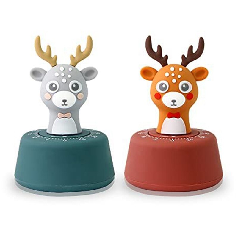 2 Stuks Leuke Keuken Timer, Mechanische Timer Voor Kinderen, 60 Minuten Dier Timer Voor Koken/Lezen/Spelen Sport: Lemon yellow