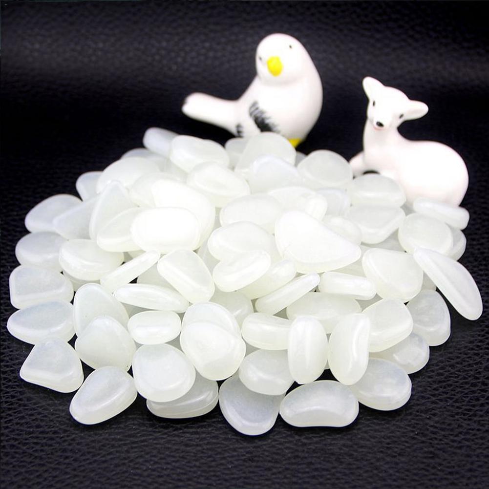 100/200Pcs Garden Pebbles Glow Stones Rocks for Walkways Garden Path Patio Lawn Garden Yard Decor Luminous stones: White  100pcs