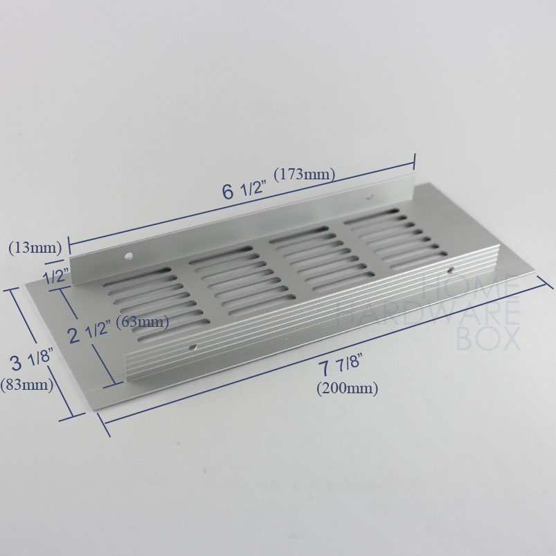 Couvercle de ventilation en aluminium 200x80mm | Panneau de ventilation de l'air, chaussures rectangle de l'armoire