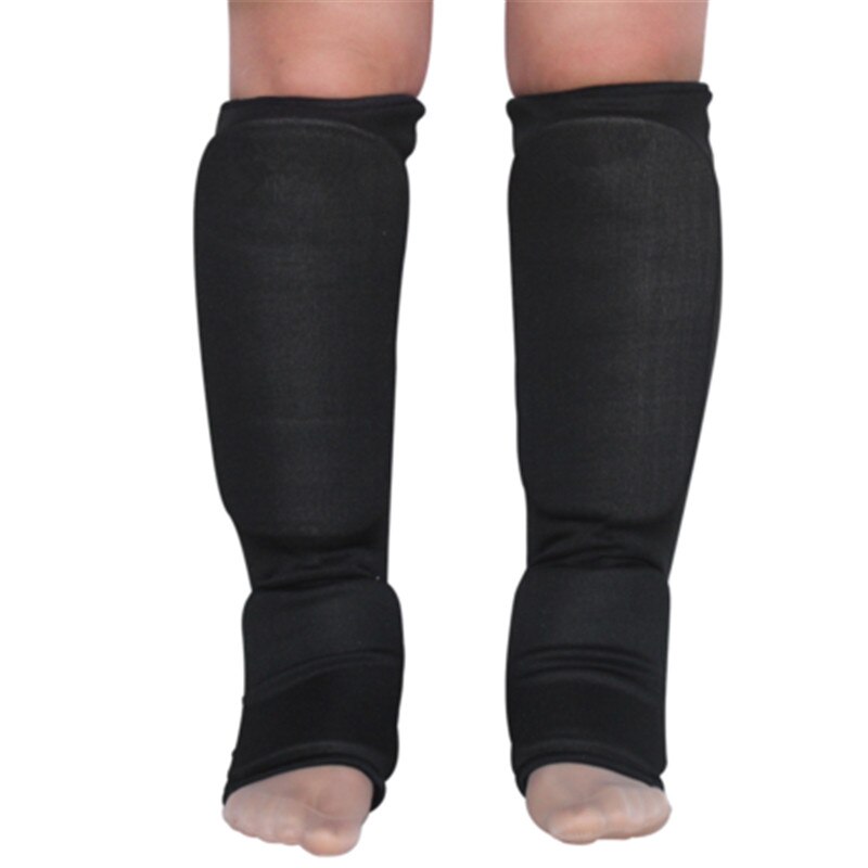 Protector de espinilleras para kárate, equipo para pies, caña de protección para pierna, de buena , para kick boxing, MMA, para niños y adultos: Negro / S