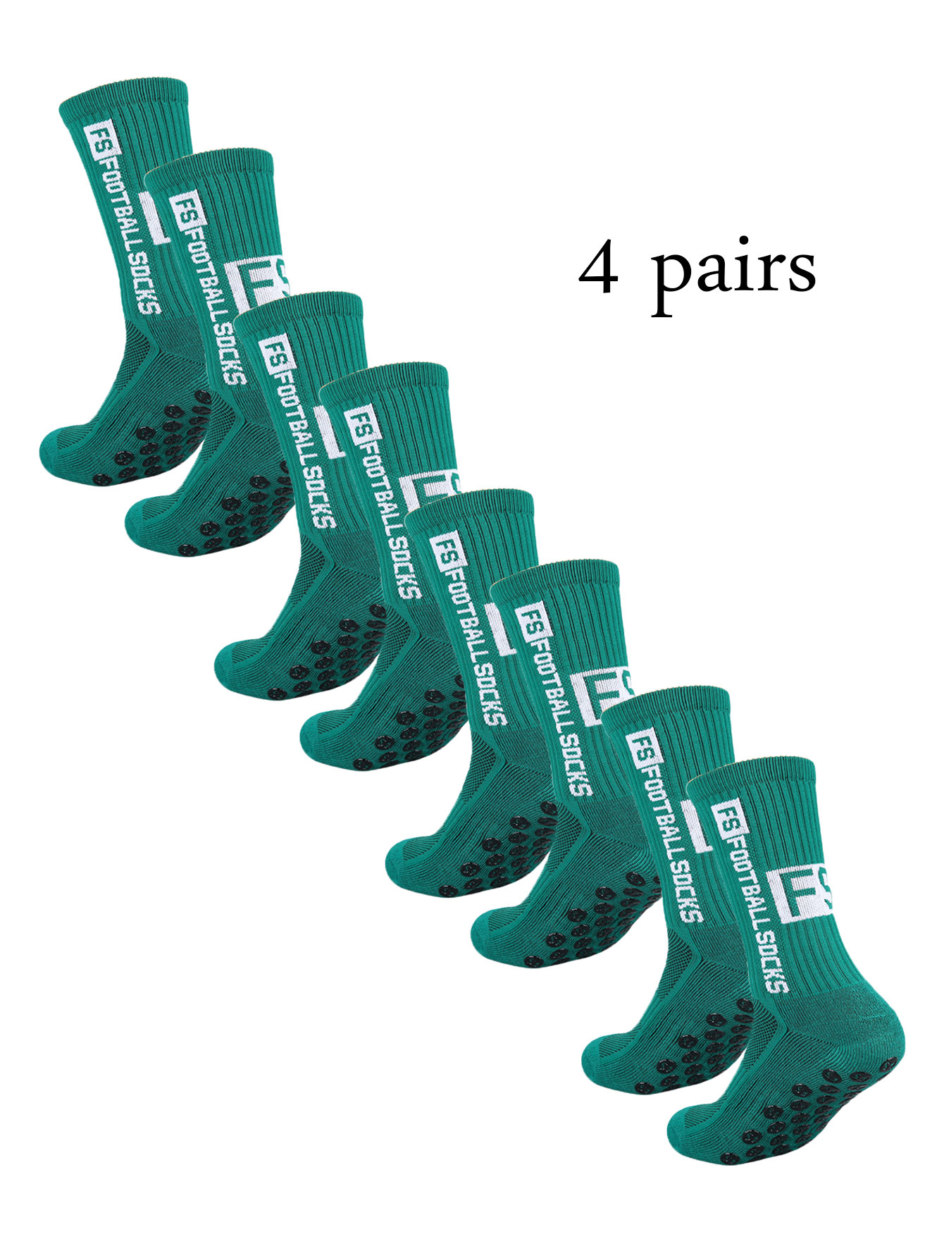 Grip Soccer Socks Anti Slip Non Slip Men's Athletic Socks for Football Basketball Sports, 4 Pair: green
