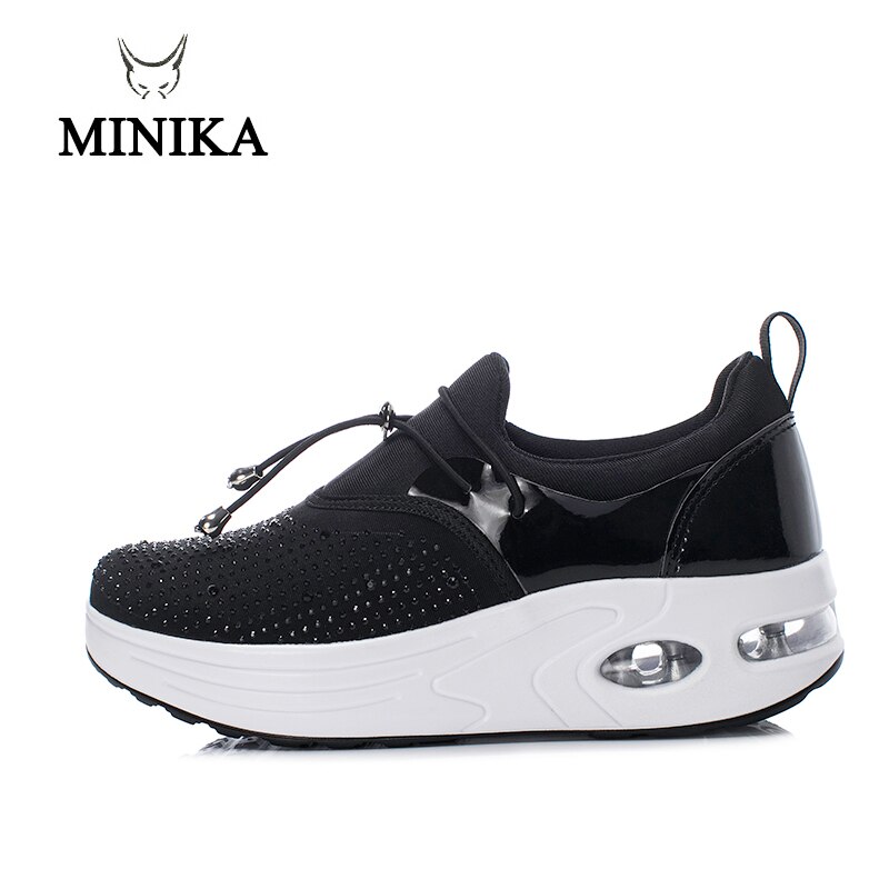 Minika Travel Women Toning Shoes Increase Height 4.5 Cm Swing Shoes Platform Wedge Sneakers LadiesThick Sole Fitness Shoes