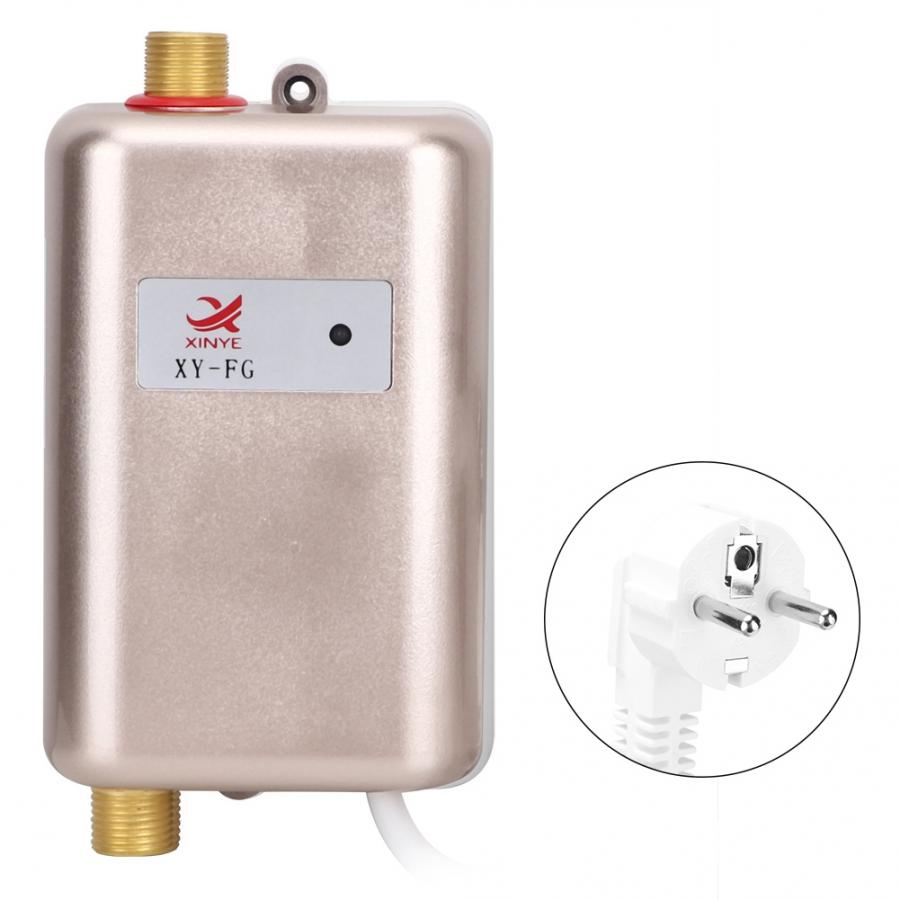 Scaldabagno elettrico 3800W scaldabagno istantaneo istantaneo senza serbatoio cucina bagno doccia flusso acqua caldaia 110V/220V: Gold / Spina degli stati uniti