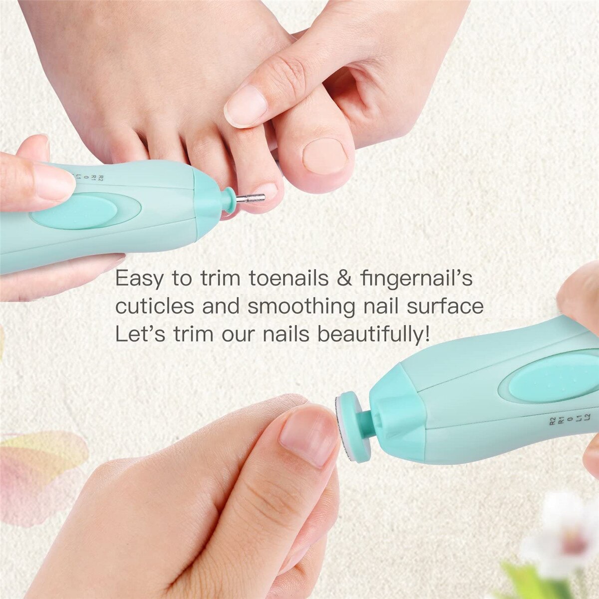 6 pièces électrique bébé lime à ongles coupe-ongles orteils coupe-ongles tondeuse manucure léger et Compact enfants ongles outil bébé soins
