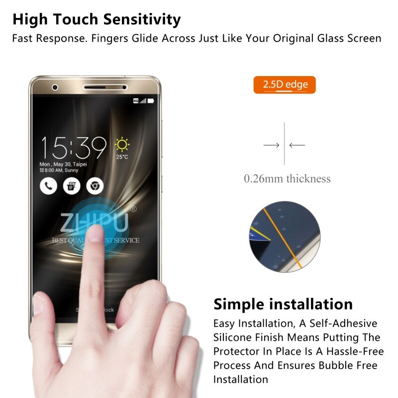 0.26 ミリメートル 9h強化ガラスasus zenfone 5 3 デラックスZS570KL 5.7 インチスクリーンプロテクター保護フィルムzenfone 3 デラックスガラス