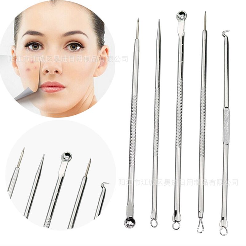 5PCS Blackhead Remover Acne Blackhead Vacuum Comedone Belmish Zit Extractor Pimple Remover Neeldle Tool Spoon
