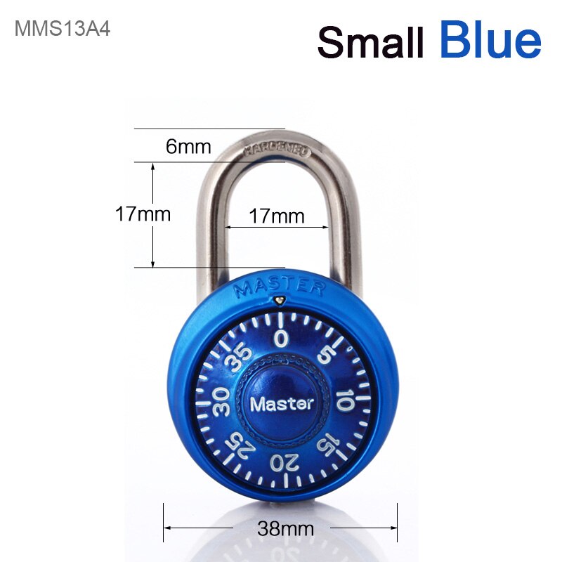 Safe Fixed Number Locks Turntable Gym Cabinet Wardrobe Student Door Lock Letter Digital Rotating Password Steel Round Padlock: small blue