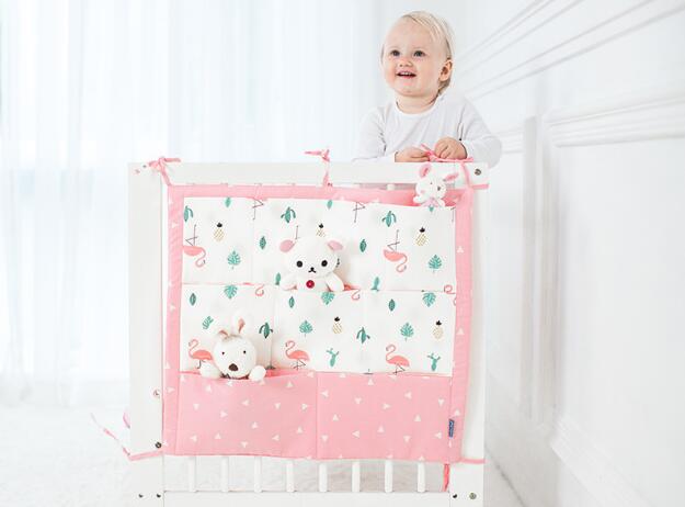 Mousseline boombed hangende opbergzak babybedje merk baby katoenen wieg organizer 60*50cm speelgoed luierzakken voor wieg beddengoedset: Vogel