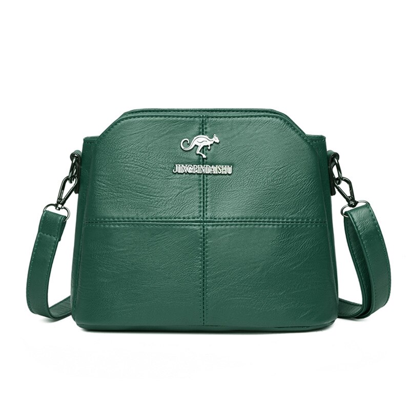 Soft Leather Middle-aged Mother Shoulder Bag All-match Casual Diagonal Bag High Capacity Women PU Handbag: green