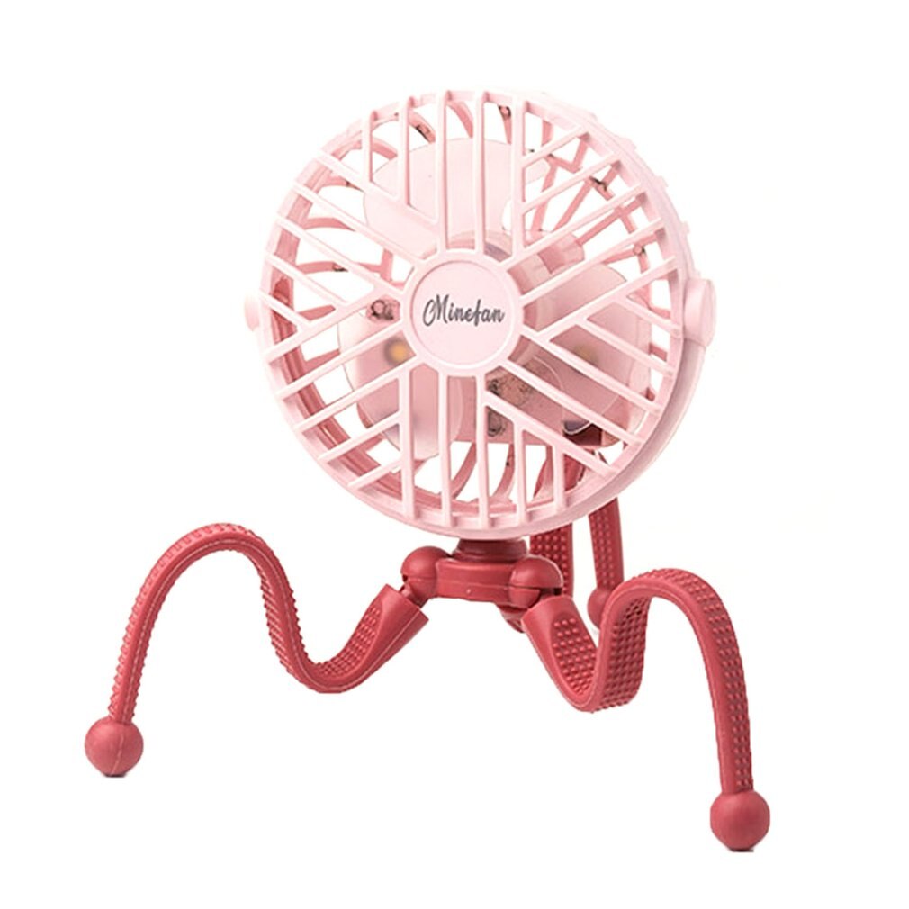 Mini Fan Mini Portable Hanging Electric Fan Octopus Stand Adjustable Handheld USB Charging Fan Cooler For Student: Pink Round