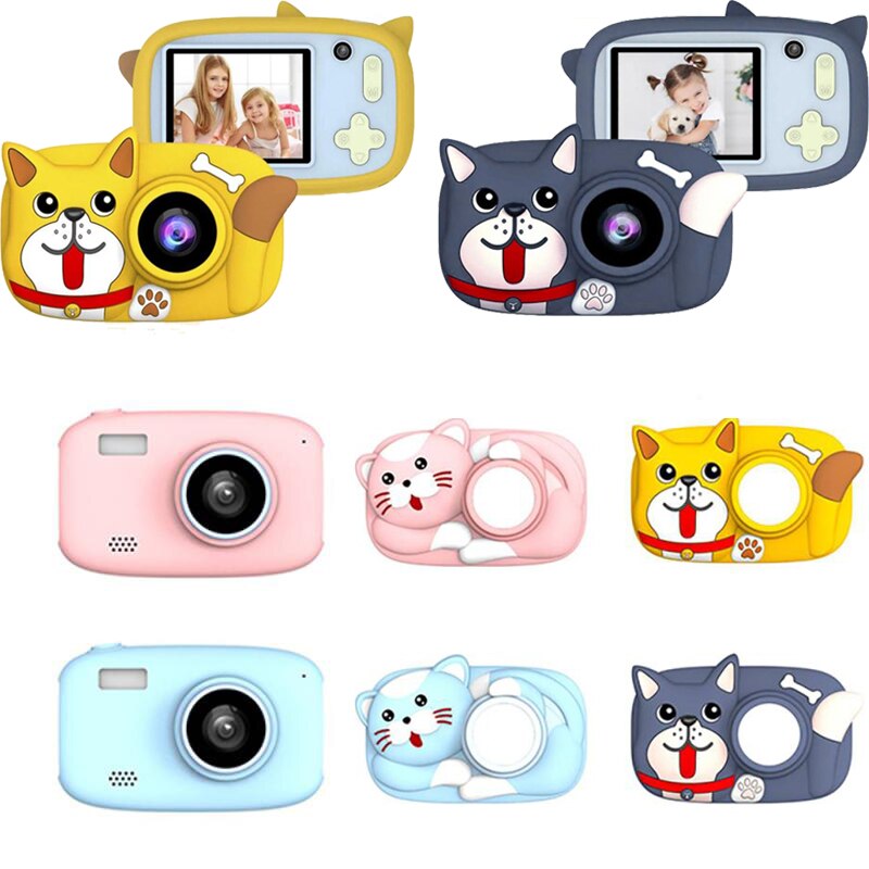 Kids Camera Digital Dual Lens HD 1080P 2.4Inch Screen Video Camera Kids Toys Cute Cat Dog Child Camera