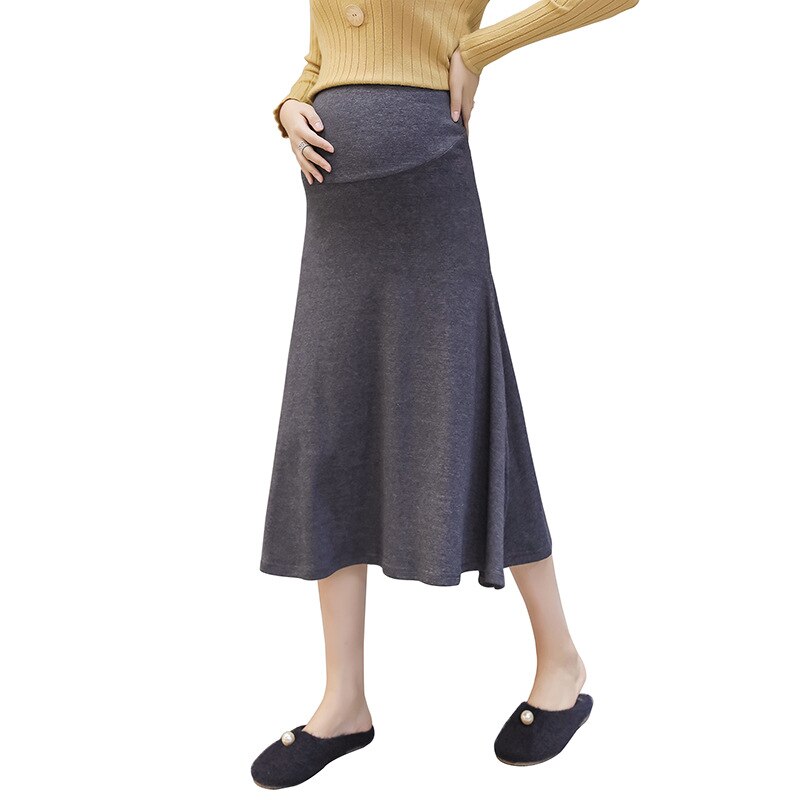 Falda larga de punto para mujer embarazada, vestido de maternidad, de otoño,