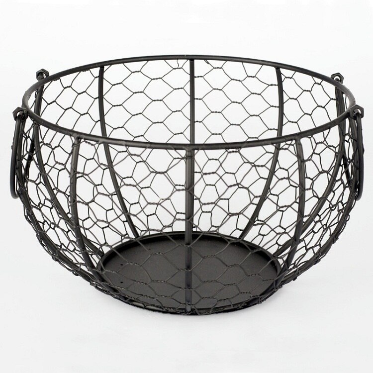 Cesta de cerámica con soporte para huevos, cesta de cerámica para colección de huevos, pollo, alambre y fruta, decoración de cocina, almacenamiento, 19cm x 22cm: Only Basket / S size --15 eggs
