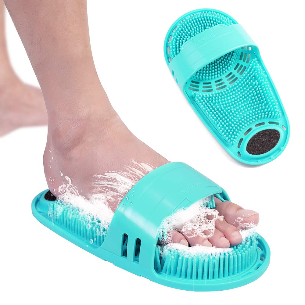 Fotborste för badrum silikon ren massage tofflor tvätta fötter exfolierande tvätta fötter badborstar dusch skurverktyg 1pc: Grön