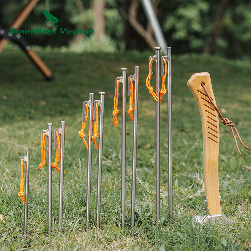 Boundless Voyage Tytanu śledzie do namiotu Camping namiot Nails stawki Heavy Duty kołki ziemne akcesoria do namiotów do twardych ziemia 4/6 sztuk