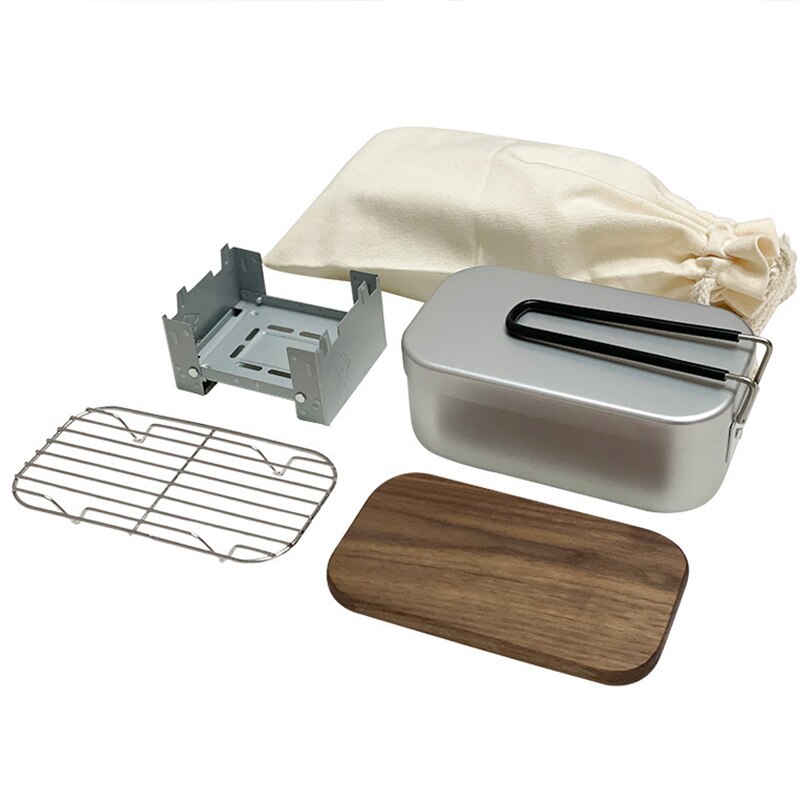 Lunchbox Draagbare Aluminium Camping Servies Outdoor Gear Voor Reizen Keuken Kookgerei Pot Wandelen Apparatuur Koken Set Levert