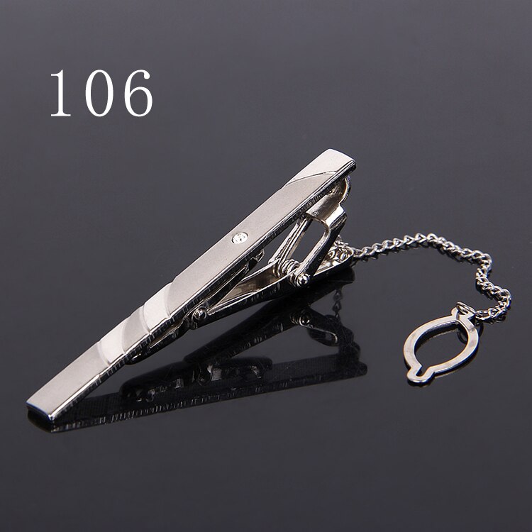 Silvery Tie Clip For Men Classic Meter Tie Clips Alloy Tie Bar Enamel Tie Collar Pin Crystal Business Corbata: LDJ106