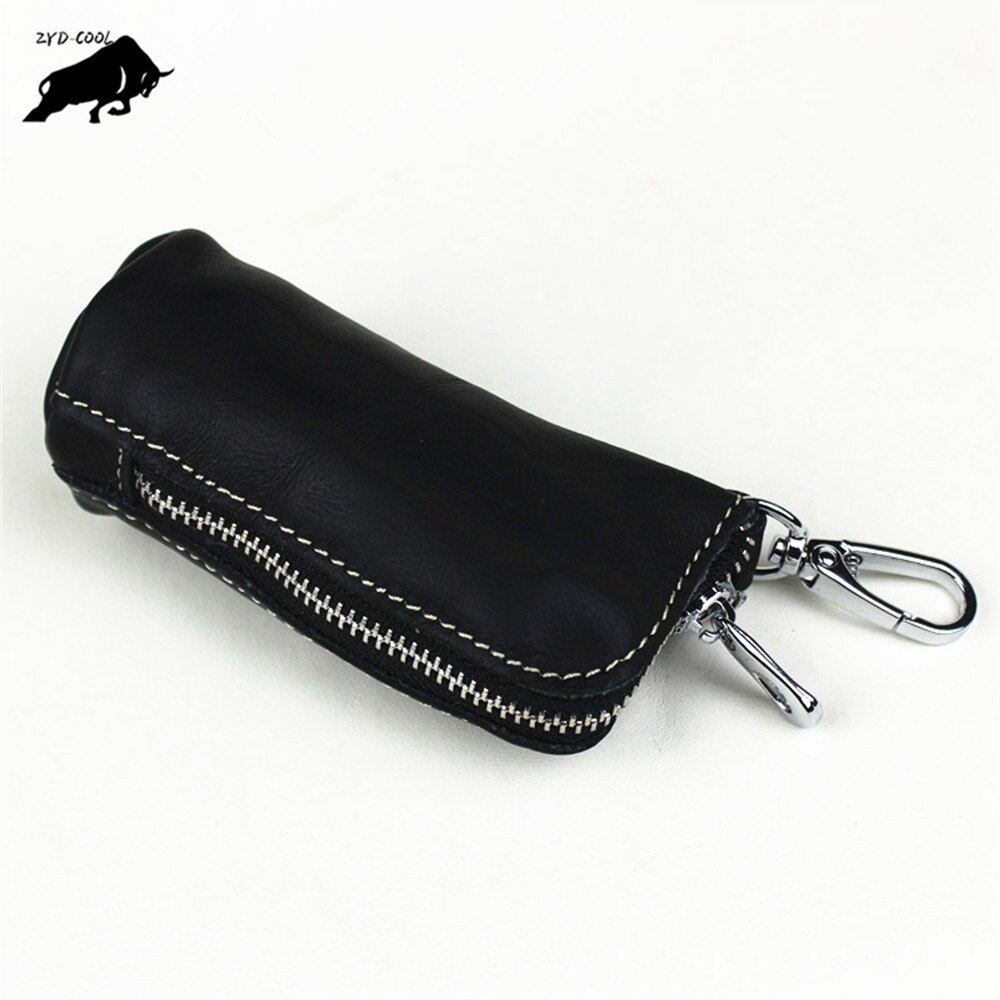 ZYD-COOL Lederen Autosleutel Portefeuilles Houder Keys Organizer Sleutelhanger Covers Key Case Bag Pouch Purse Super zachte Huishoudster: black