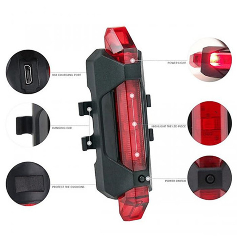 Fiets Usb Opladen Koplamp Mountainbike Rijuitrusting Fiets Licht Waterdicht Fietsen Veiligheid Warningachterlicht Accessoires
