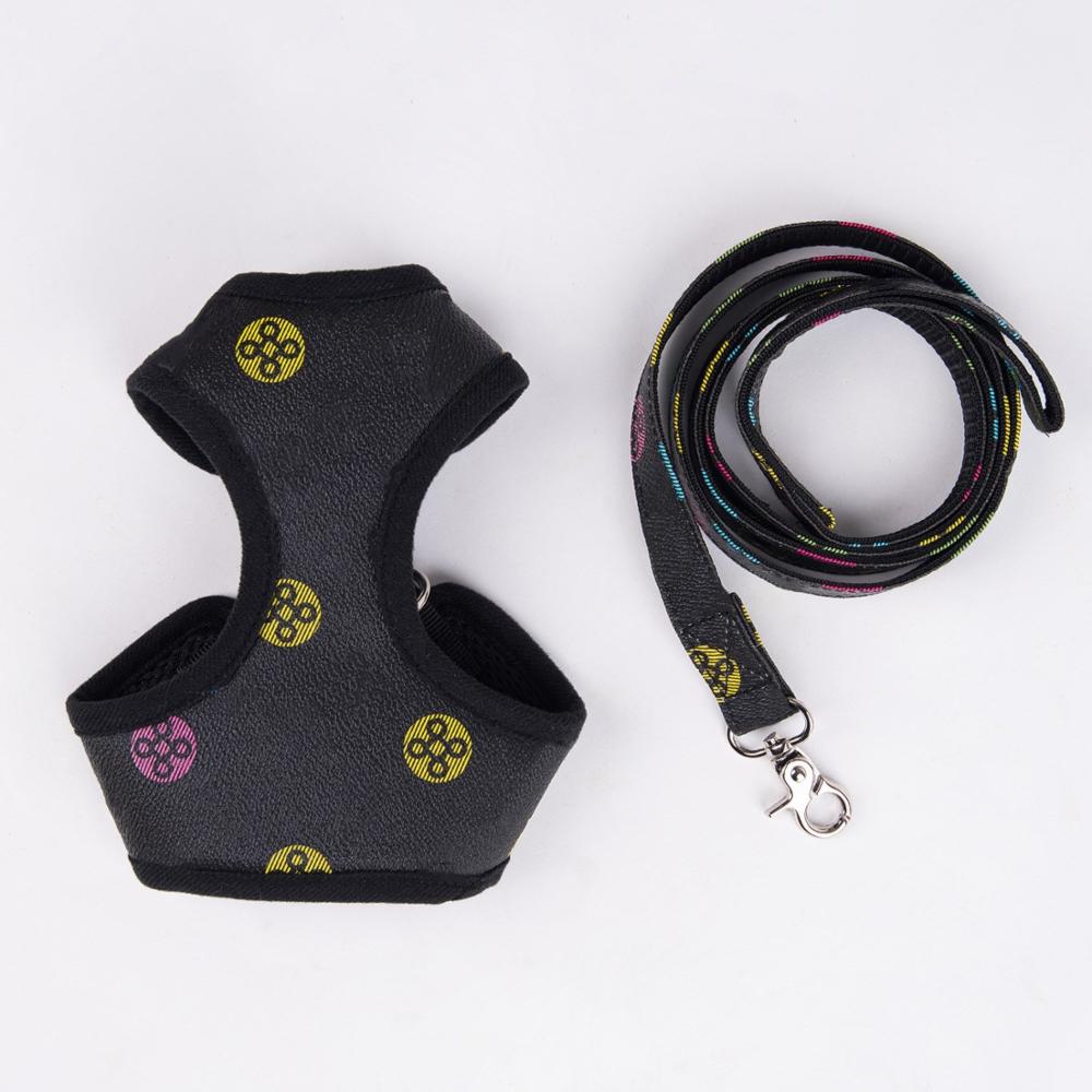 Pet Dog Waistcoat Style Adjustable Leather Leash Harness Set for Small Dogs Outdoor French Bulldog Pomeranian FHL02