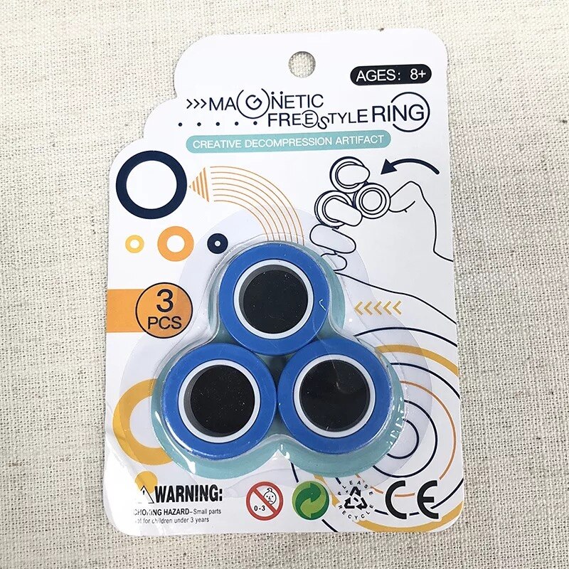 Grappige Fidget Spinner Magnetische Ringen Magnetische Armband Ring Unzip Speelgoed Anti Stress Figet Speelgoed Hotwhells Stress Reliever Speelgoed: blue