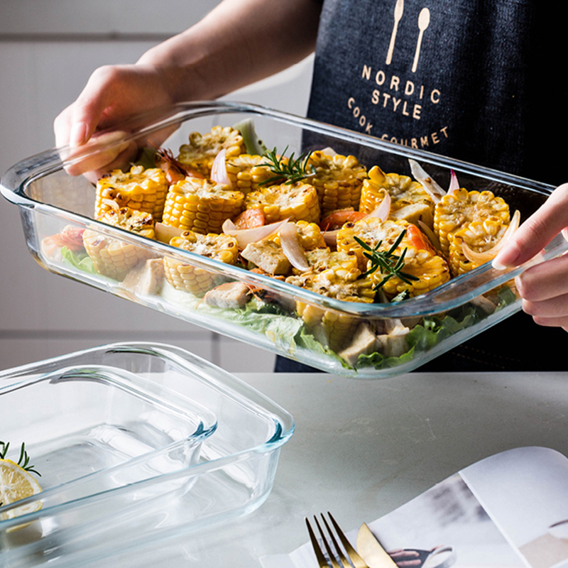 Mdzf sweethome 1l 1.5l 2l glazen ovenschaal rechthoek ovaal bakvorm oven braden lasagne pan voedselopslag