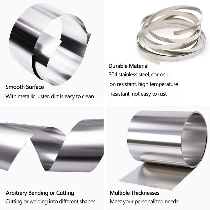 Dicke 0,01 mm–0,1 mm, Edelstahlband, Stahlblech, dünne SS304-Edelstahlplatte/Folie, Korrosionsbeständigkeit