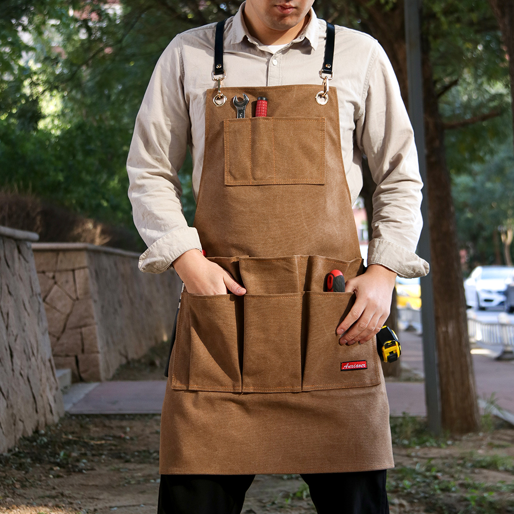 Houtbewerking Schorten Zware Gewaxt Canvas Werk Schort Met Zakken Carpenter Smid Winkel Schort Voor Mannen
