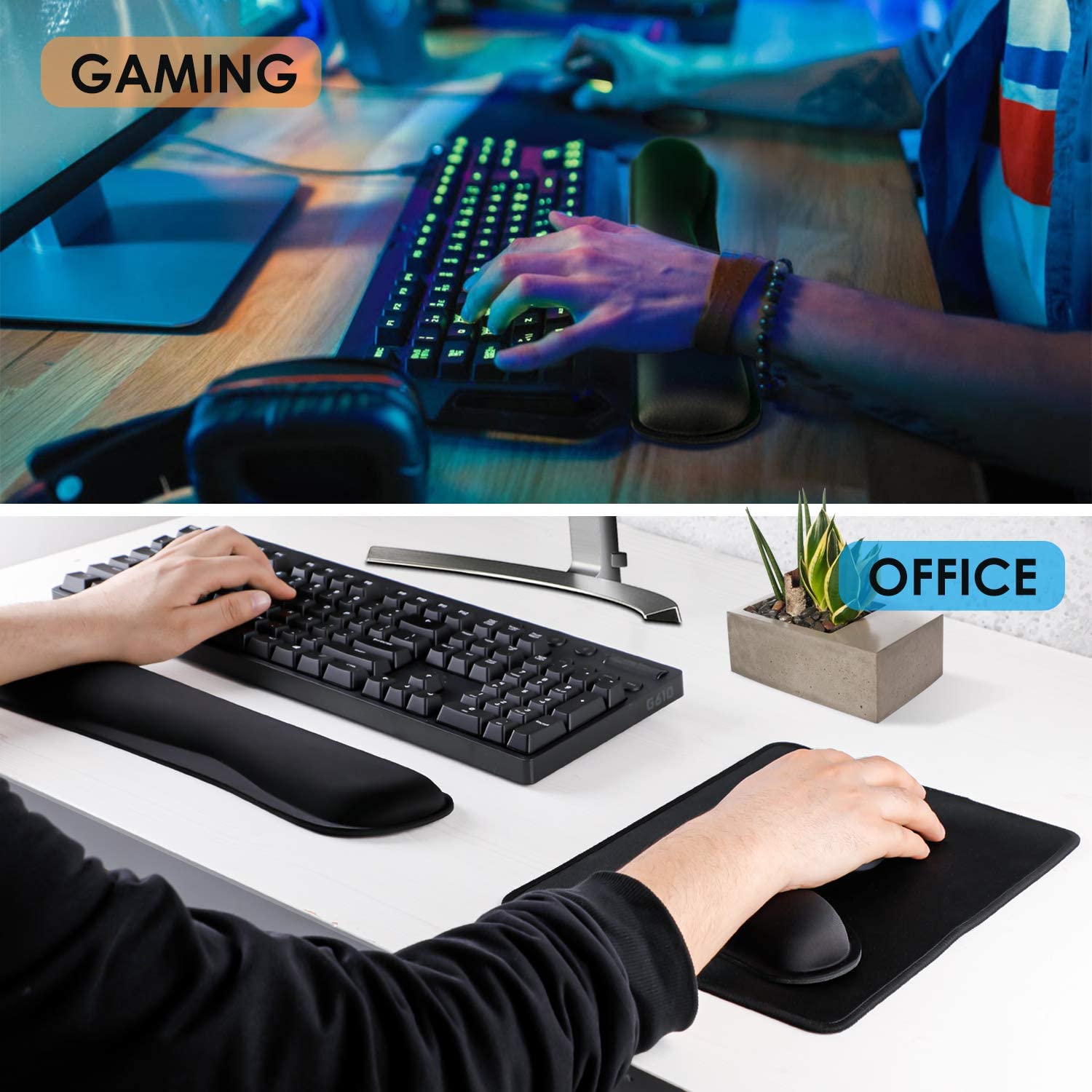 Rakoon Polssteun Muismat Geheugen Schuim Superfijn Fibre Polssteun Pad Ergonomische Mousepad Voor Typiste Kantoor Gaming Pc Laptop